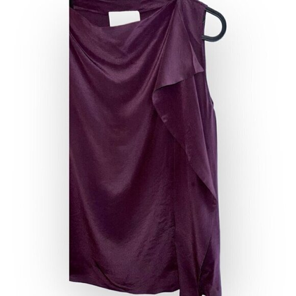 3.1 PHILIP LIM Silk Drape Cowl Neck Asymmetric purple wine sleeveless tank top 2 - Picture 3 of 6